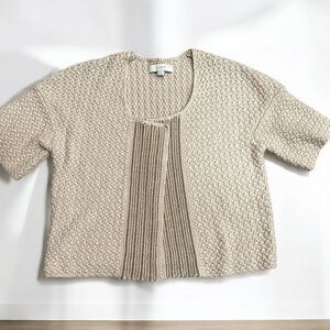 Loft‎ Ann Taylor Chunky Knit Open Front Cardigan Sweater Cream Small Layering